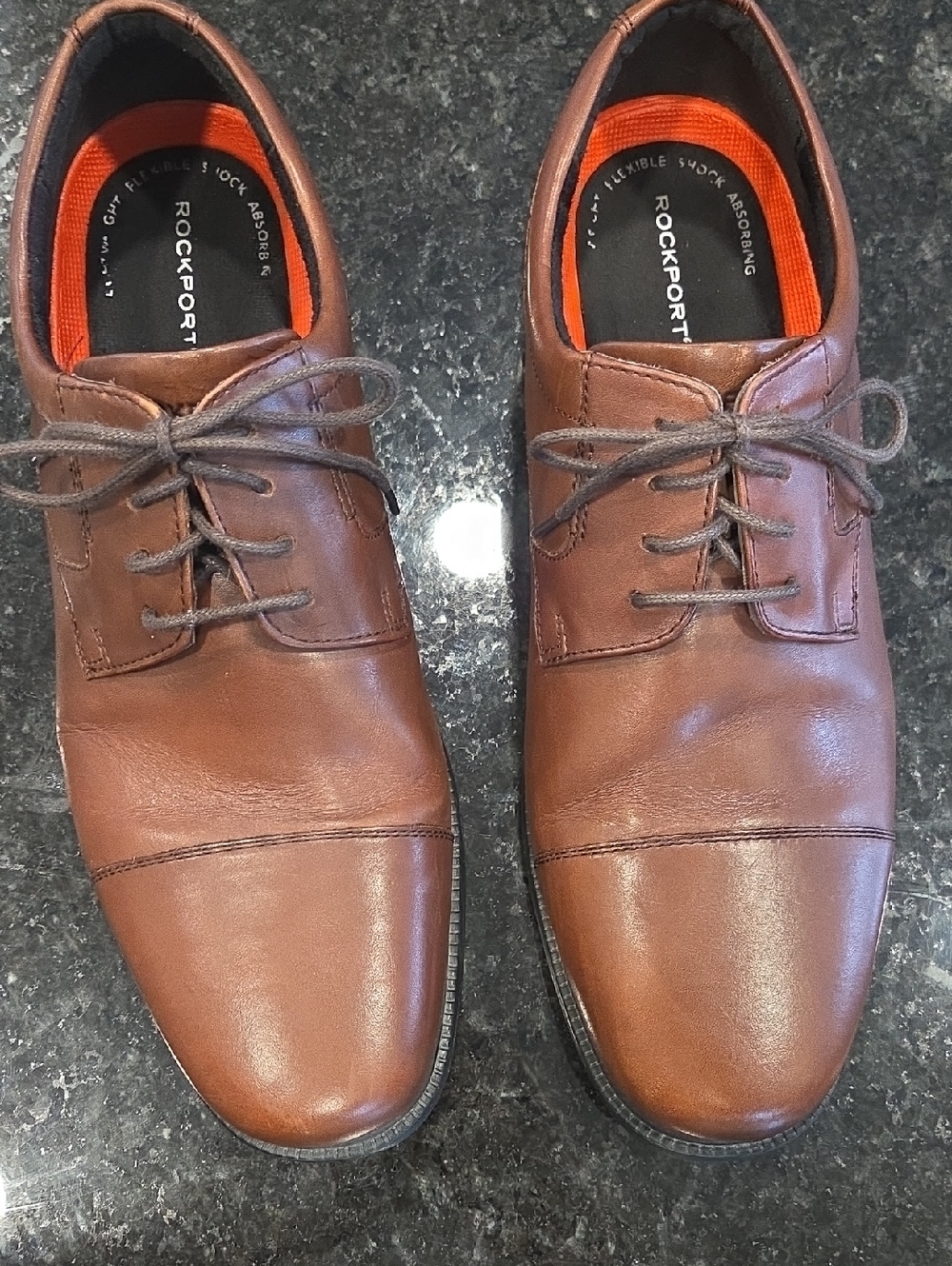 Rockport Men's Brown Leather Lace-Up Oxfords with Orange Linings
